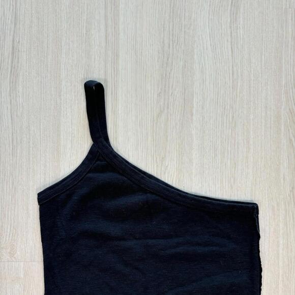 We The Free One Shoulder Knit Tank Top Black Medium Cotton Concert Festival C30 - Picture 2 of 5